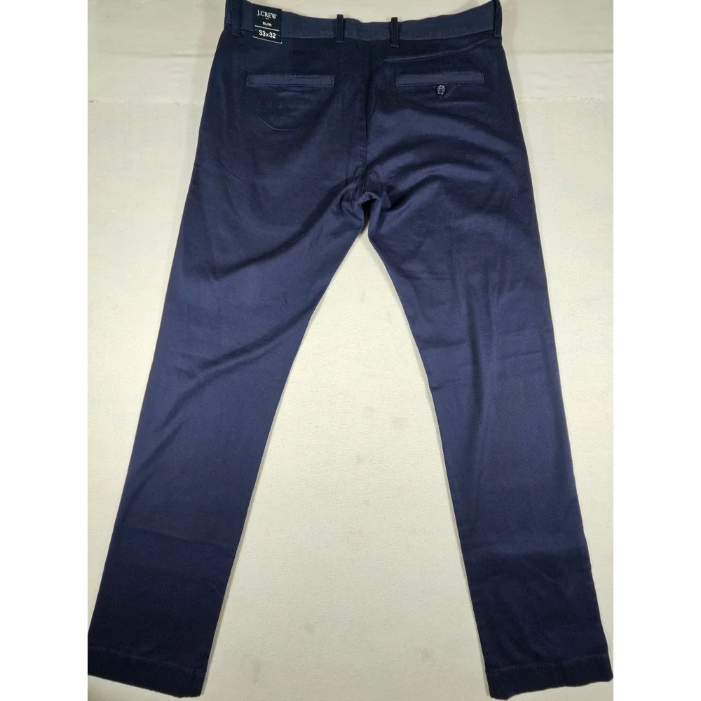 J.Crew Flex Slim Fit Chino Pants Mens 33x32 Navy Blue Stretch Cotton H3167 NEW